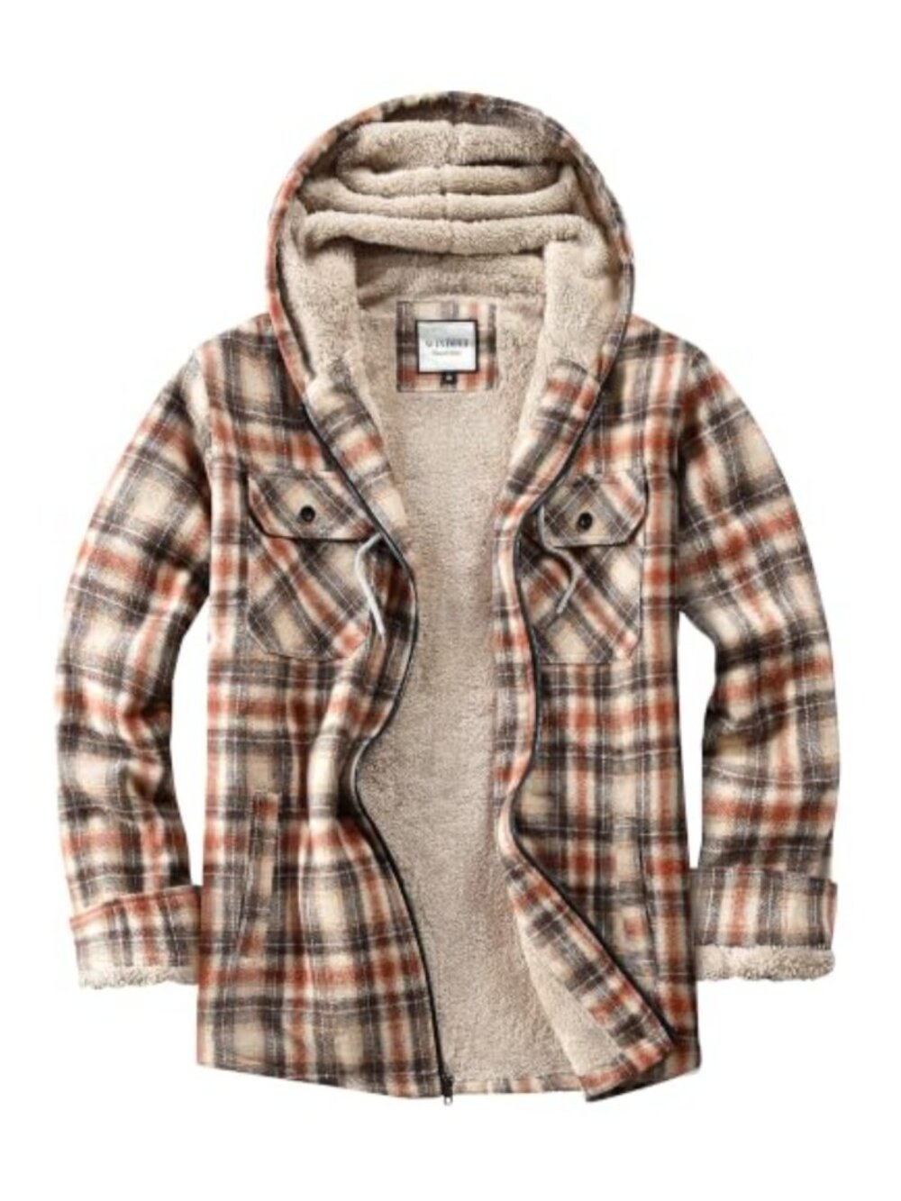 Women's Full Zip Fleece Flannel Jacket Plaid Sherpa Lined Hooded